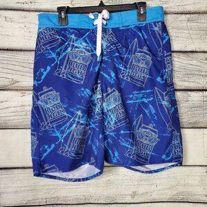 Bud Light Swim Trunks Blue Graphic Board Shorts Men’s Medium